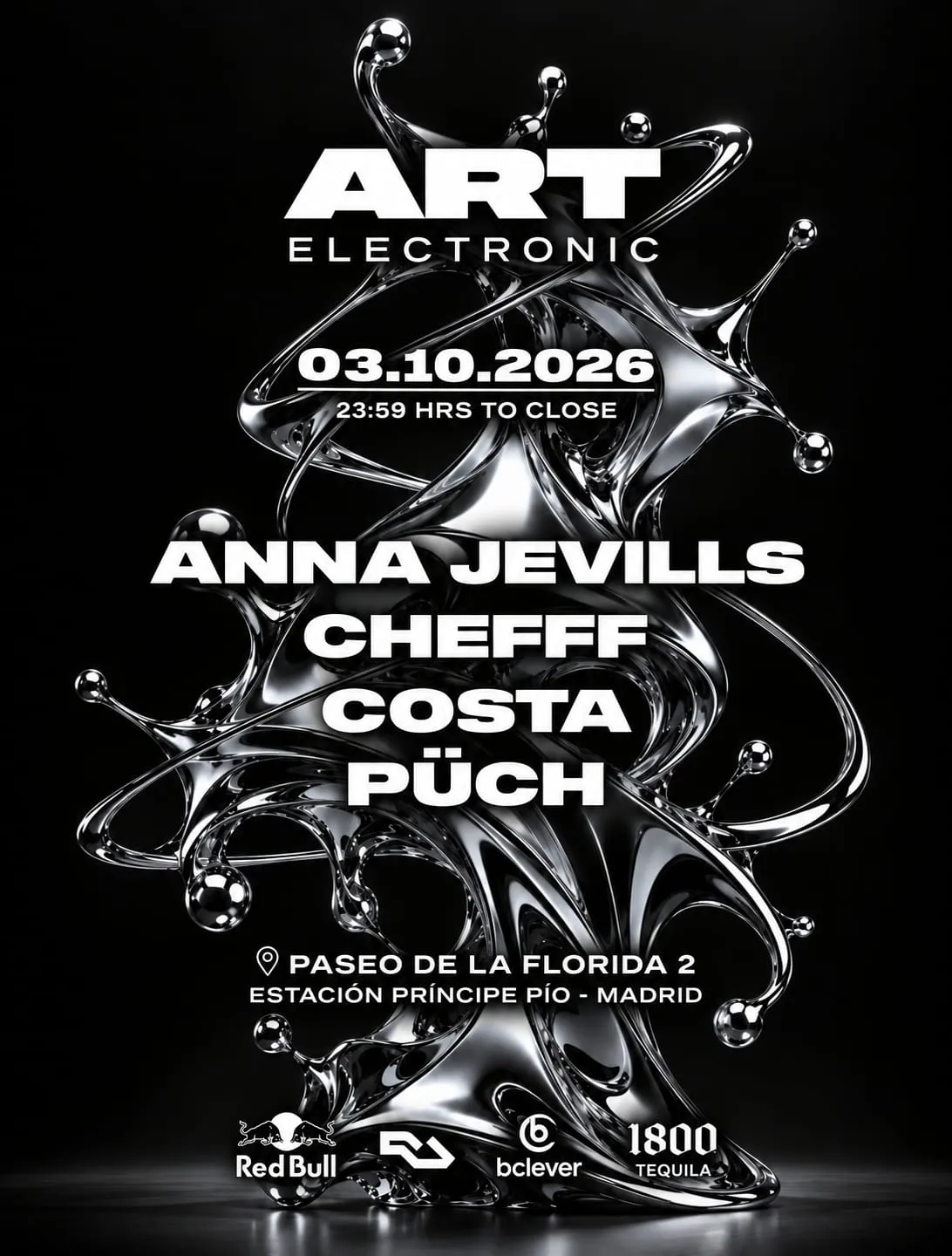 Flyer de ART ELECTRONIC UNDERGROUND en Art Club (Madrid), sábado 3 de octubre de 2026