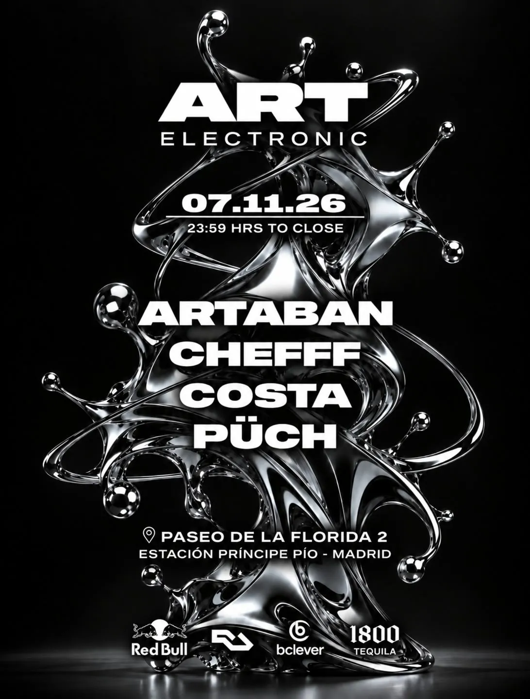 Flyer for ART ELECTRONIC UNDERGROUND at Art Club (Madrid), Saturday 7 November 2026