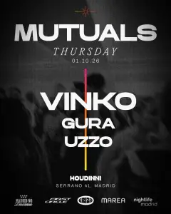 Flyer de HOUDINNI THURSDAYS - MUTUALS en Houdinni (Madrid), jueves 1 de octubre de 2026