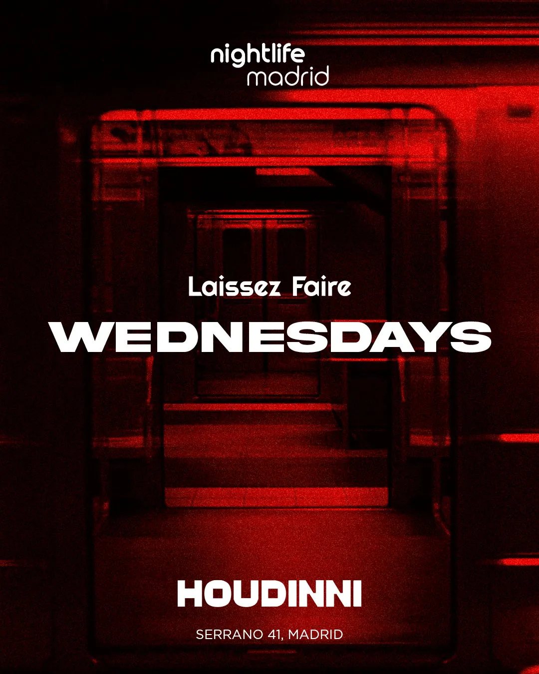 Flyer for HOUDINNI WEDNESDAYS - LAISSEZ FAIRE at Houdinni (Madrid), Wednesday 11 November 2026