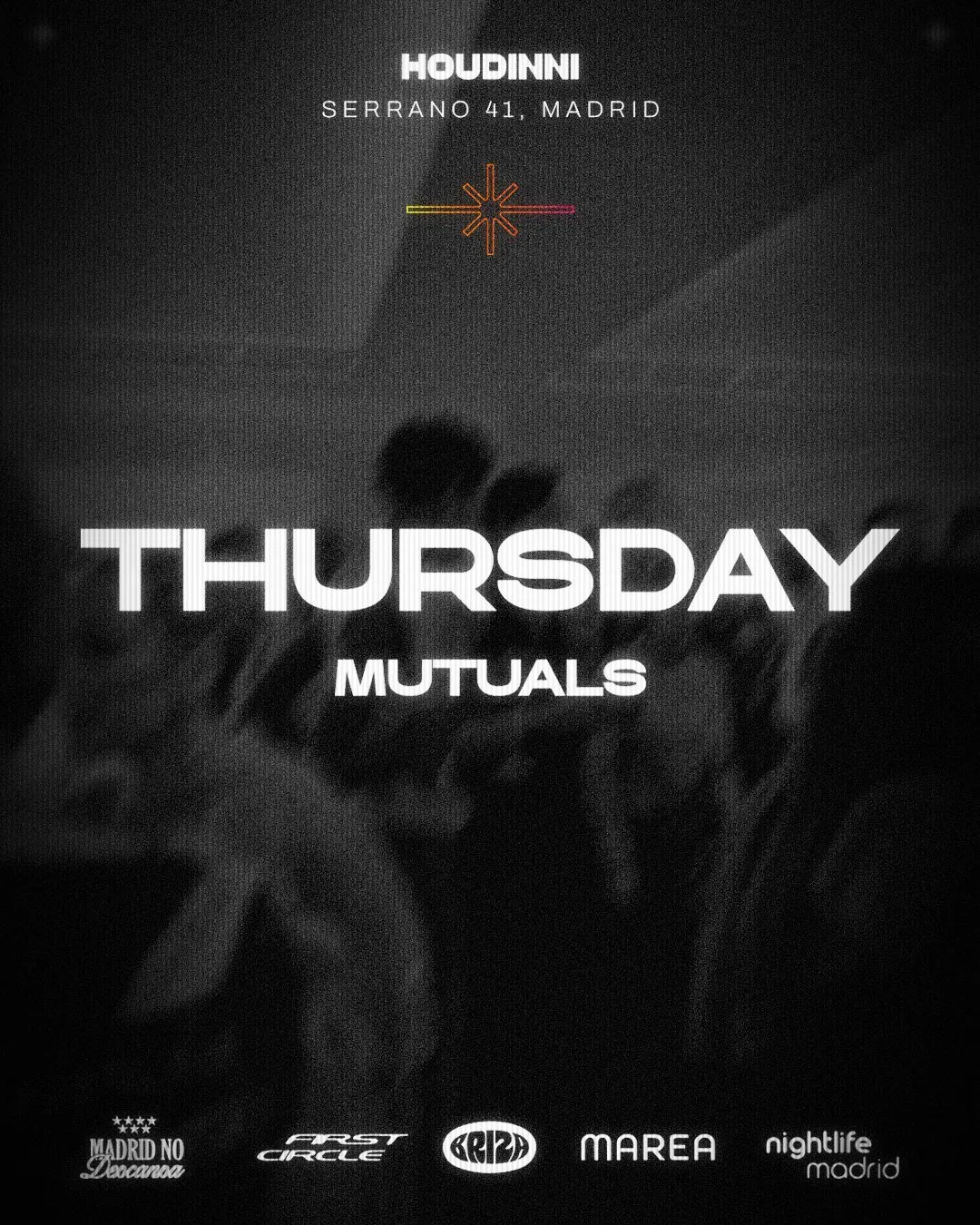 Flyer for HOUDINNI THURSDAYS - MUTUALS at Houdinni (Madrid), Thursday 12 November 2026