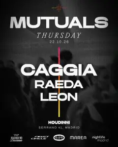 Flyer for HOUDINNI THURSDAYS - MUTUALS at Houdinni (Madrid), Thursday 22 October 2026