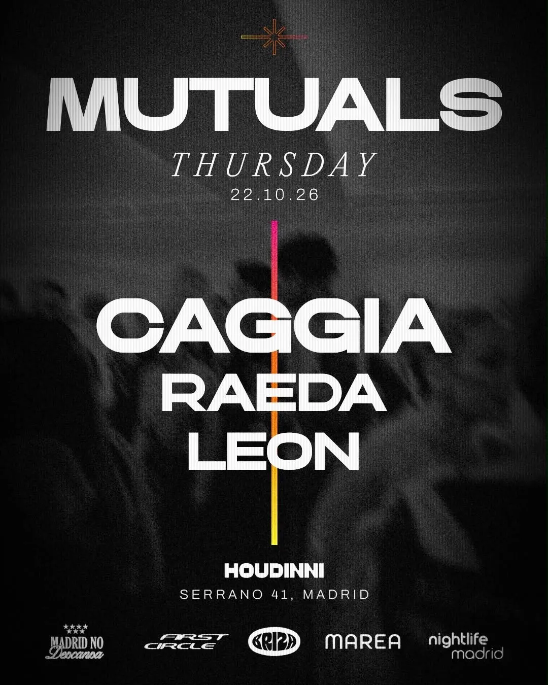 Flyer for HOUDINNI THURSDAYS - MUTUALS at Houdinni (Madrid), Thursday 22 October 2026