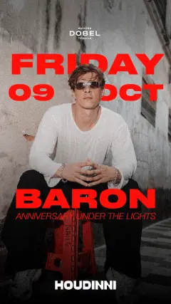 Flyer de HOUDINNI FRIDAYS - 1ST ANNIVERSARY en Houdinni (Madrid), viernes 9 de octubre de 2026
