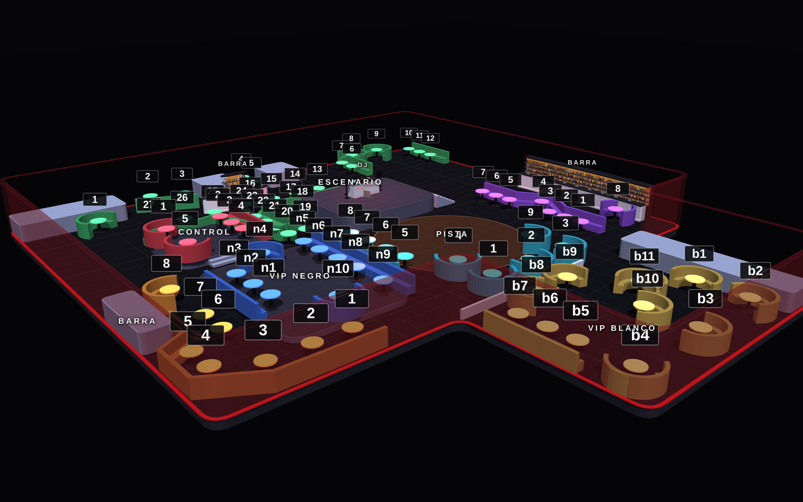 Mapa de reservados de Nazca Club (Madrid): mesas VIP por zonas (4)