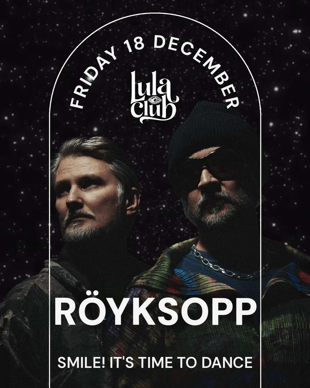 Flyer de RÖYKSOPP en Lula Club (Madrid), viernes 18 de diciembre de 2026