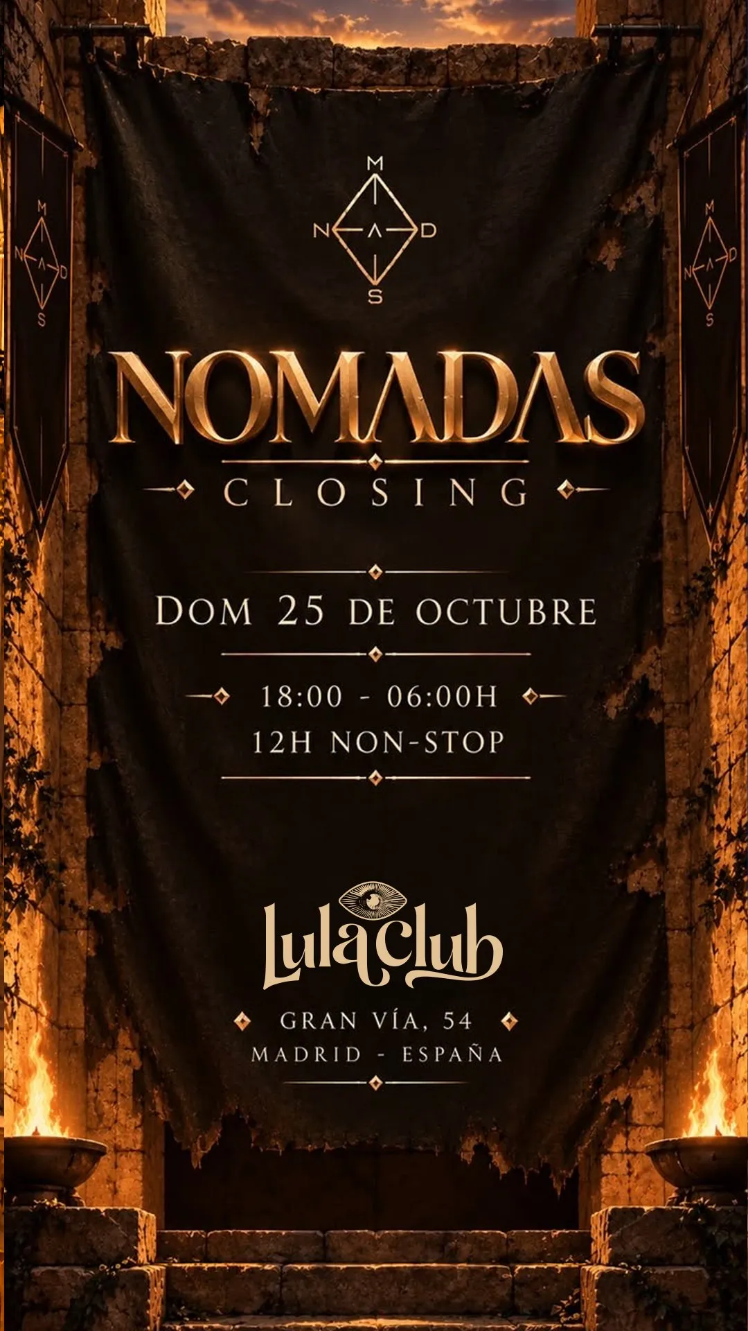Flyer de NOMADAS CLOSING en Lula Club (Madrid), domingo 25 de octubre de 2026