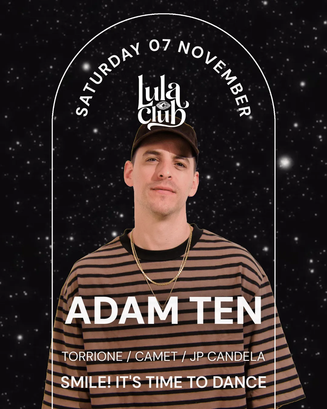 Flyer for ADAM TEN at Lula Club (Madrid), Saturday 7 November 2026