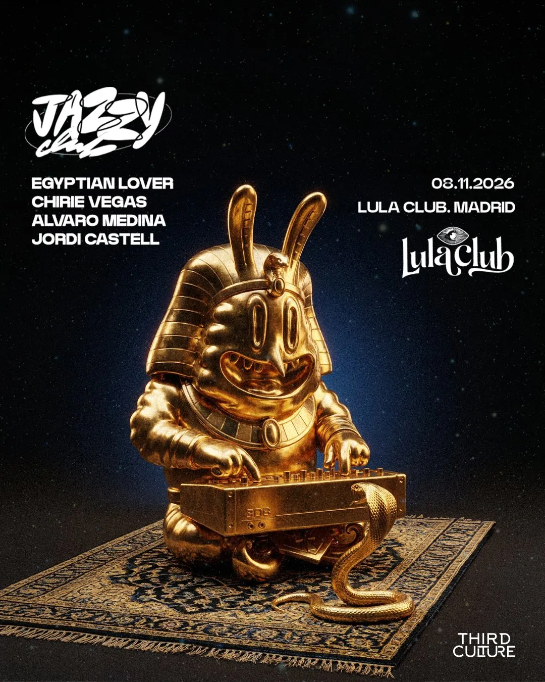 Flyer de JAZZY with Egyptian Lover en Lula Club (Madrid), domingo 8 de noviembre de 2026