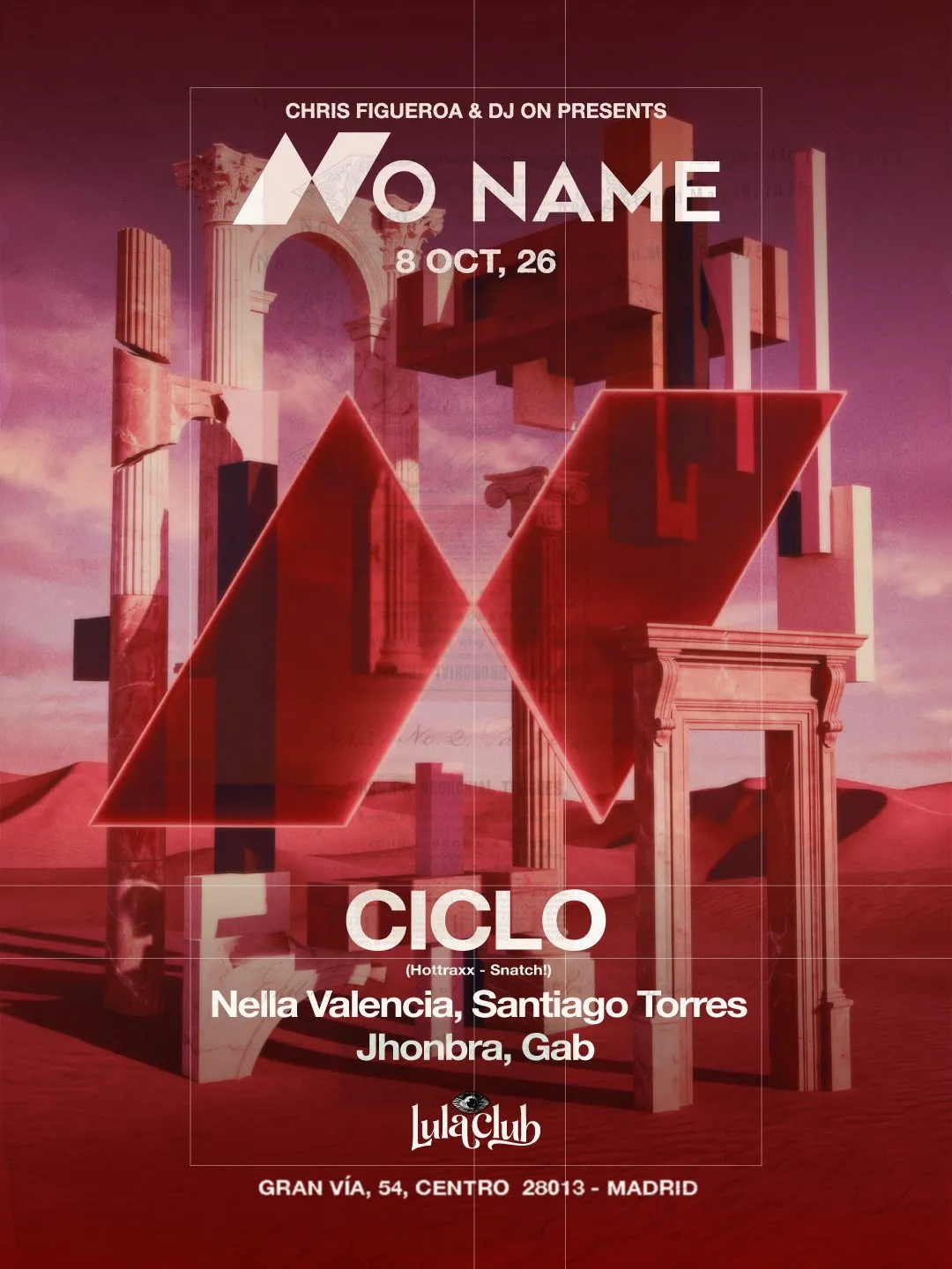 Flyer de NO NAME en Lula Club (Madrid), jueves 8 de octubre de 2026