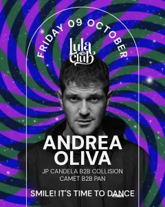 Flyer de ANDREA OLIVA en Lula Club (Madrid), viernes 9 de octubre de 2026