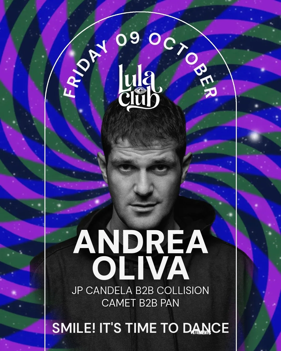 Flyer for ANDREA OLIVA at Lula Club (Madrid), Friday 9 October 2026