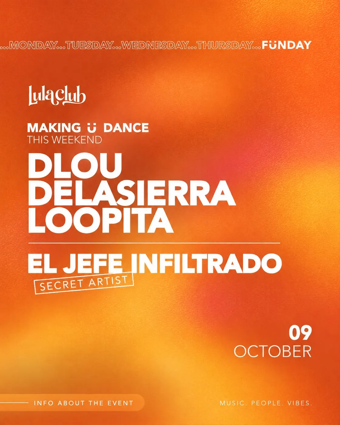 Flyer de FÜNDAY OPENING: DAYTIME CLUBBING en Lula Club (Madrid), viernes 9 de octubre de 2026
