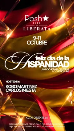 Flyer de DOMINGO HISPANIDAD POSH ⭐️ en Posh Club (Madrid), domingo 11 de octubre de 2026