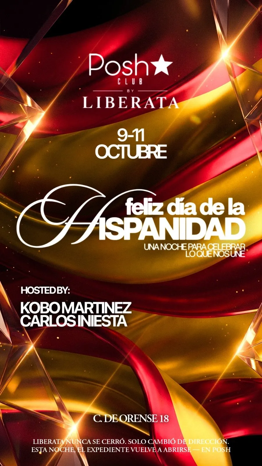 Flyer for VIERNES HISPANIDAD POSH ⭐️ at Posh Club (Madrid), Friday 9 October 2026