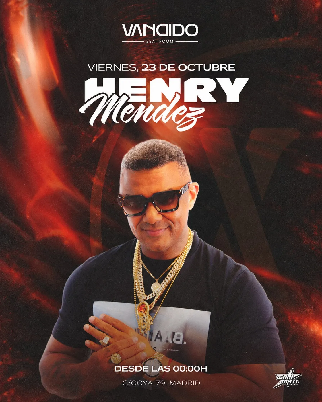 Flyer for HENRY MÉNDEZ x VANDIDO at Vandido (Madrid), Friday 23 October 2026