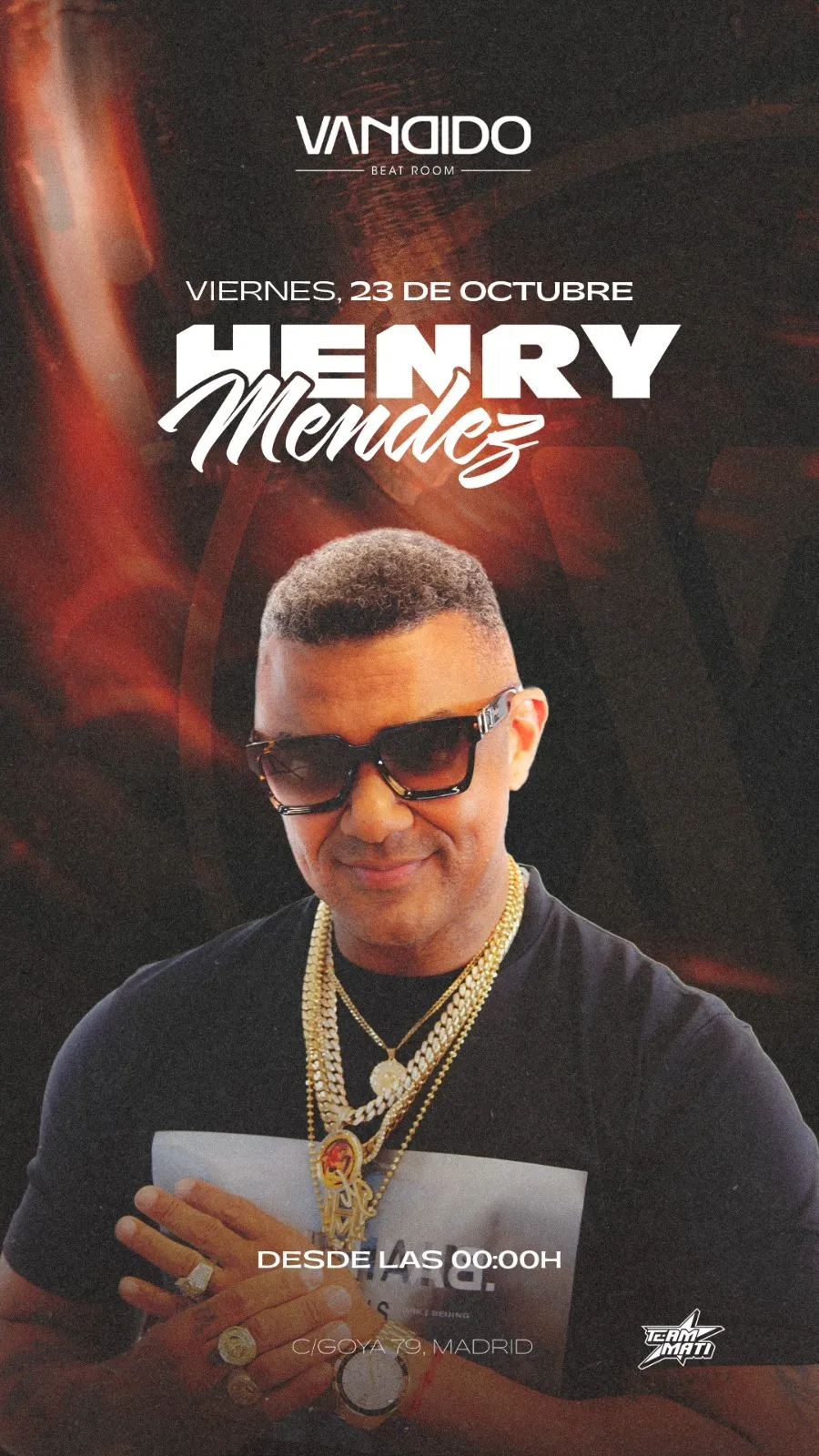 Flyer for HENRY MÉNDEZ x VANDIDO at Vandido (Madrid), Friday 23 October 2026