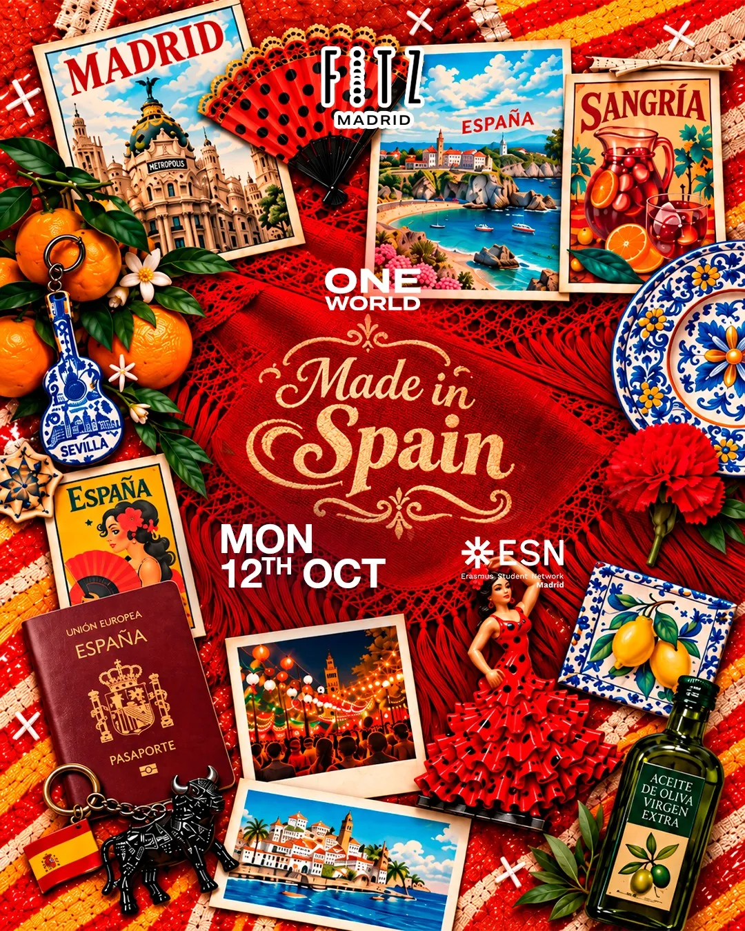 Flyer for FITZ x One World by ESN - MADE IN SPAIN at Fitz Madrid (Madrid), Monday 12 October 2026