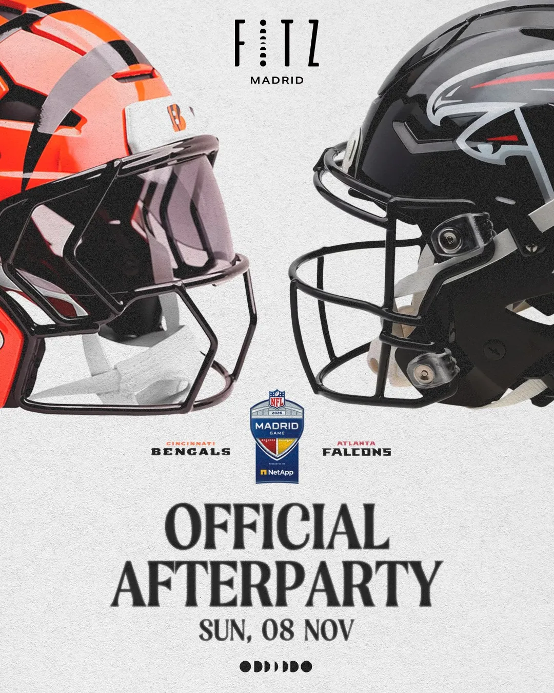 Flyer de OFFICIAL AFTERPARTY NFL x FITZ en Fitz Madrid (Madrid), domingo 8 de noviembre de 2026