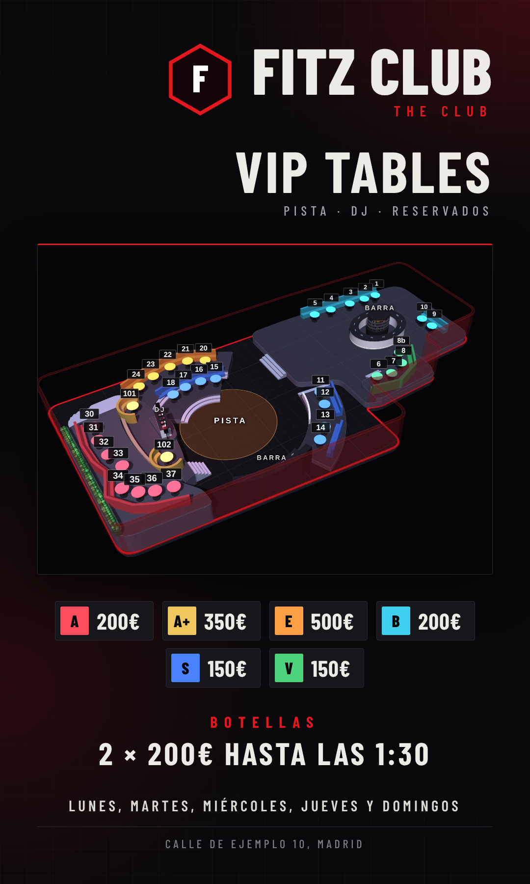 Mapa de reservados de Fitz Madrid (Madrid): mesas VIP por zonas (6)