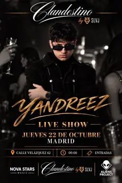 Flyer de Clandesti X YANDREEZ - LIVE SHOW PARTY en Fetén by SLVJ (Madrid), jueves 22 de octubre de 2026