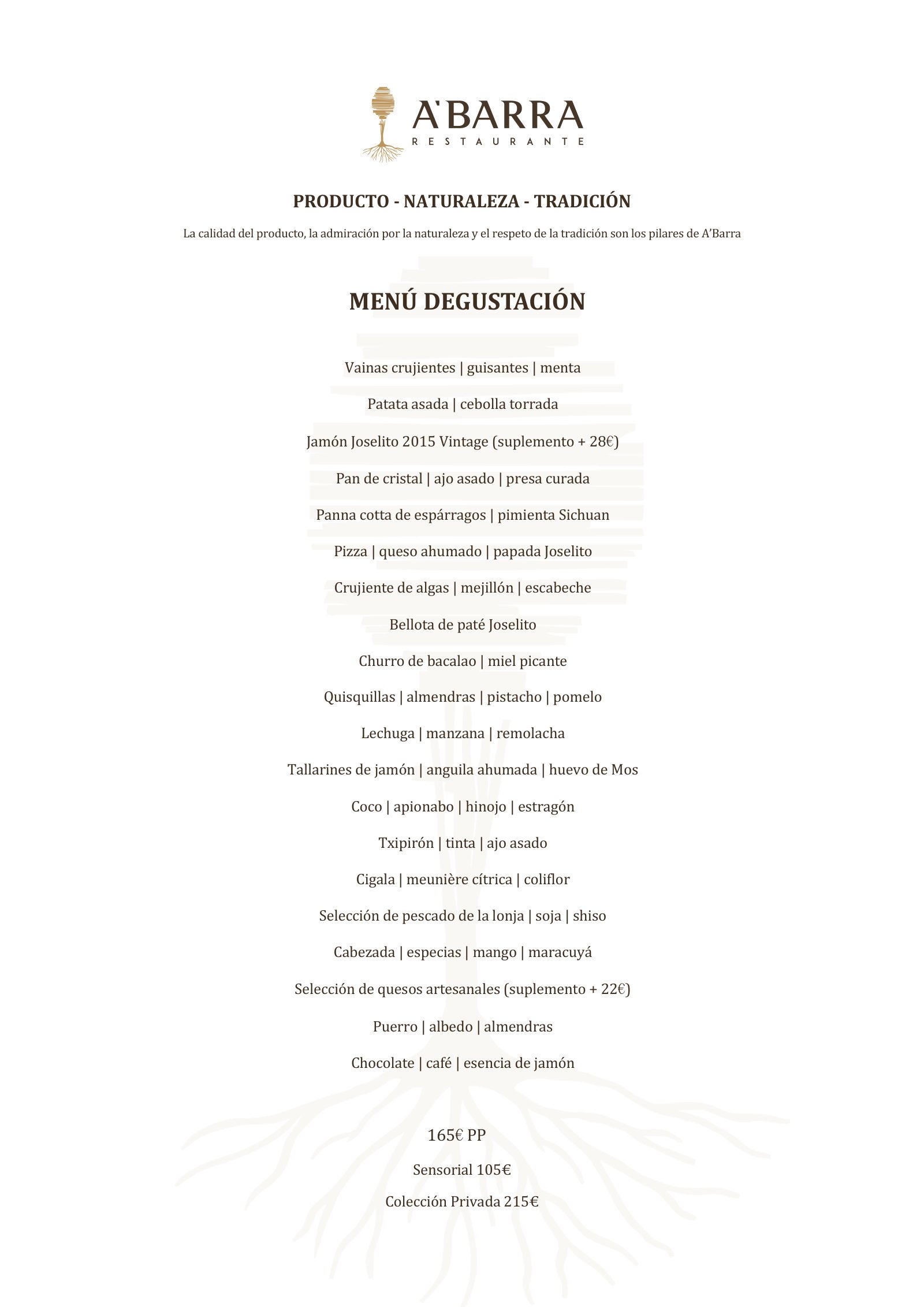 A'Barra: menu