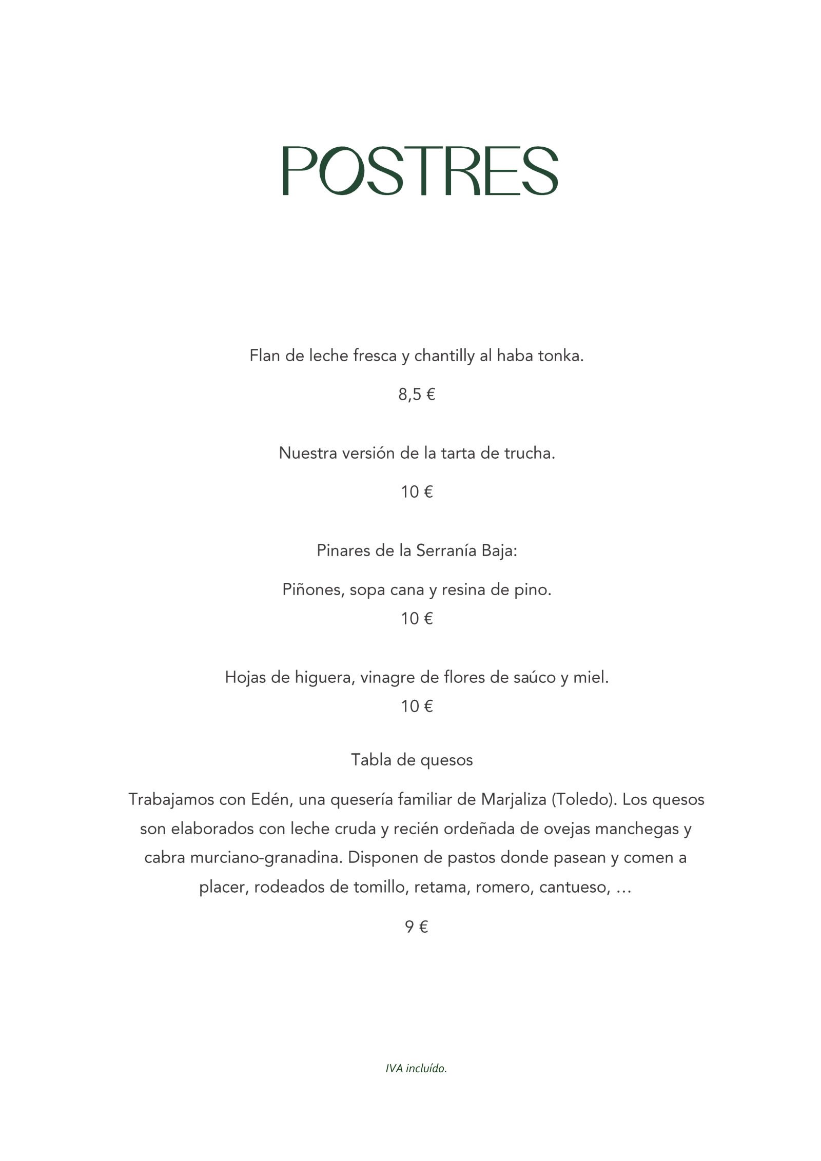 Santerra: menu
