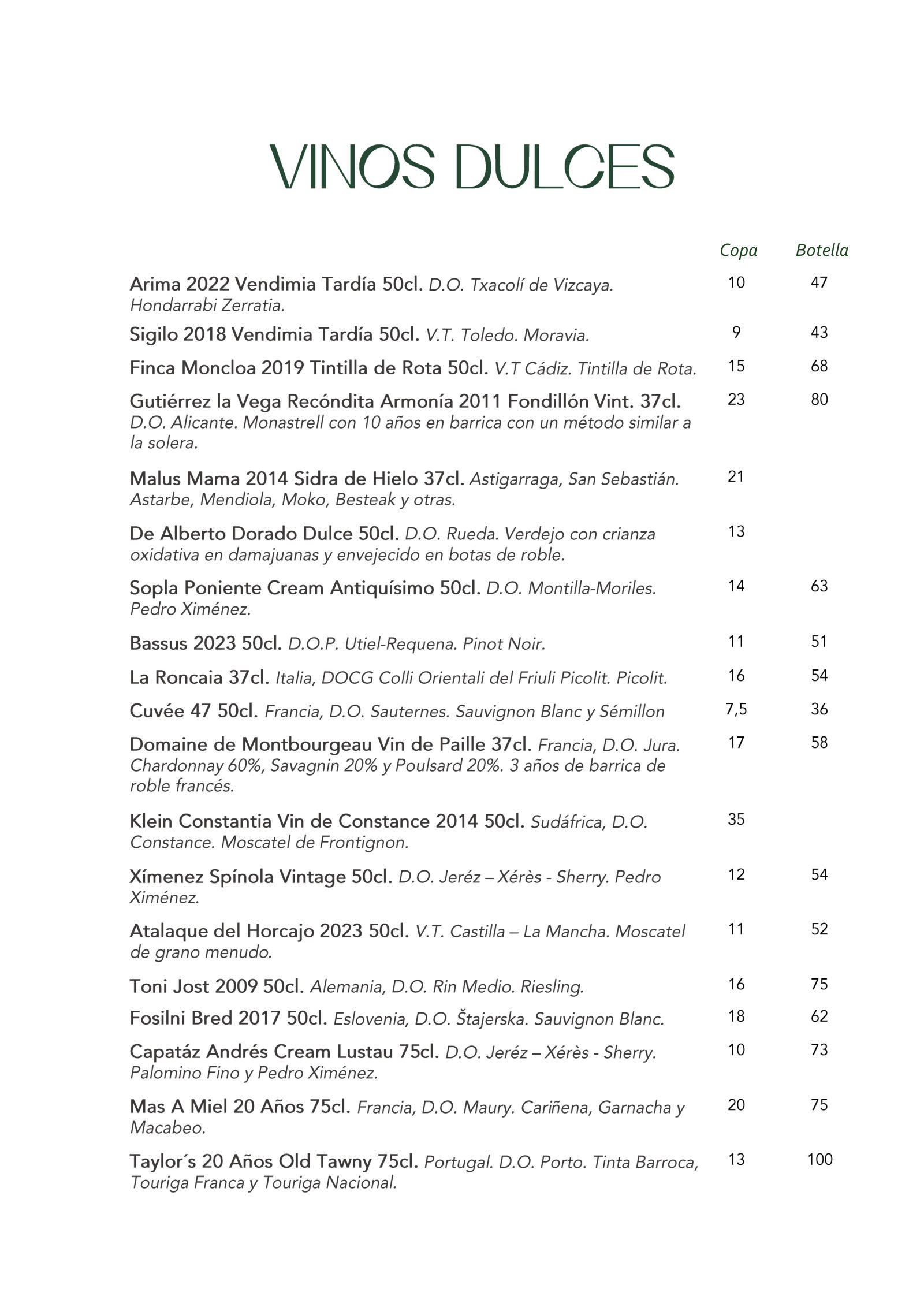 Santerra: menu
