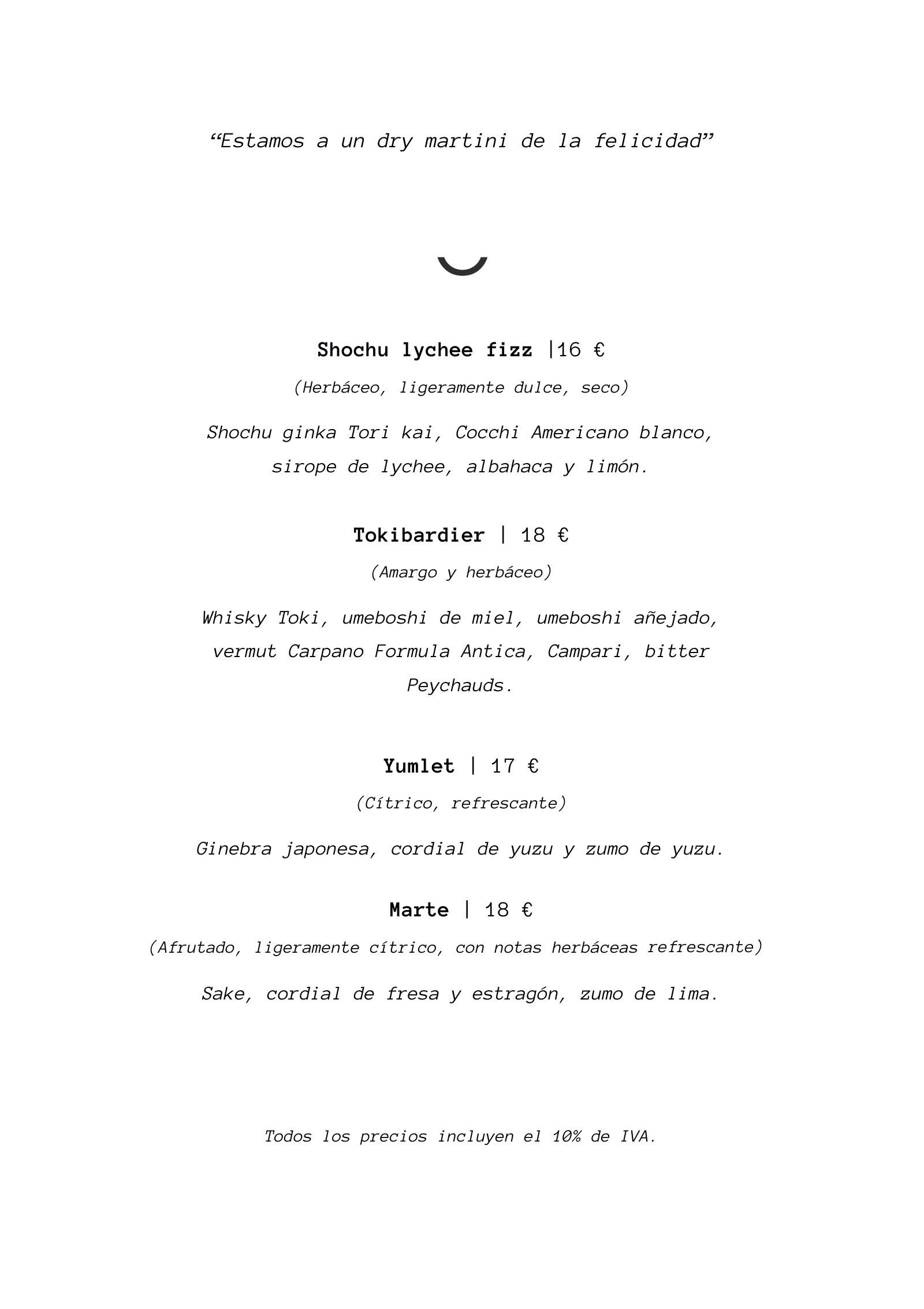 Ugo Chan: menu