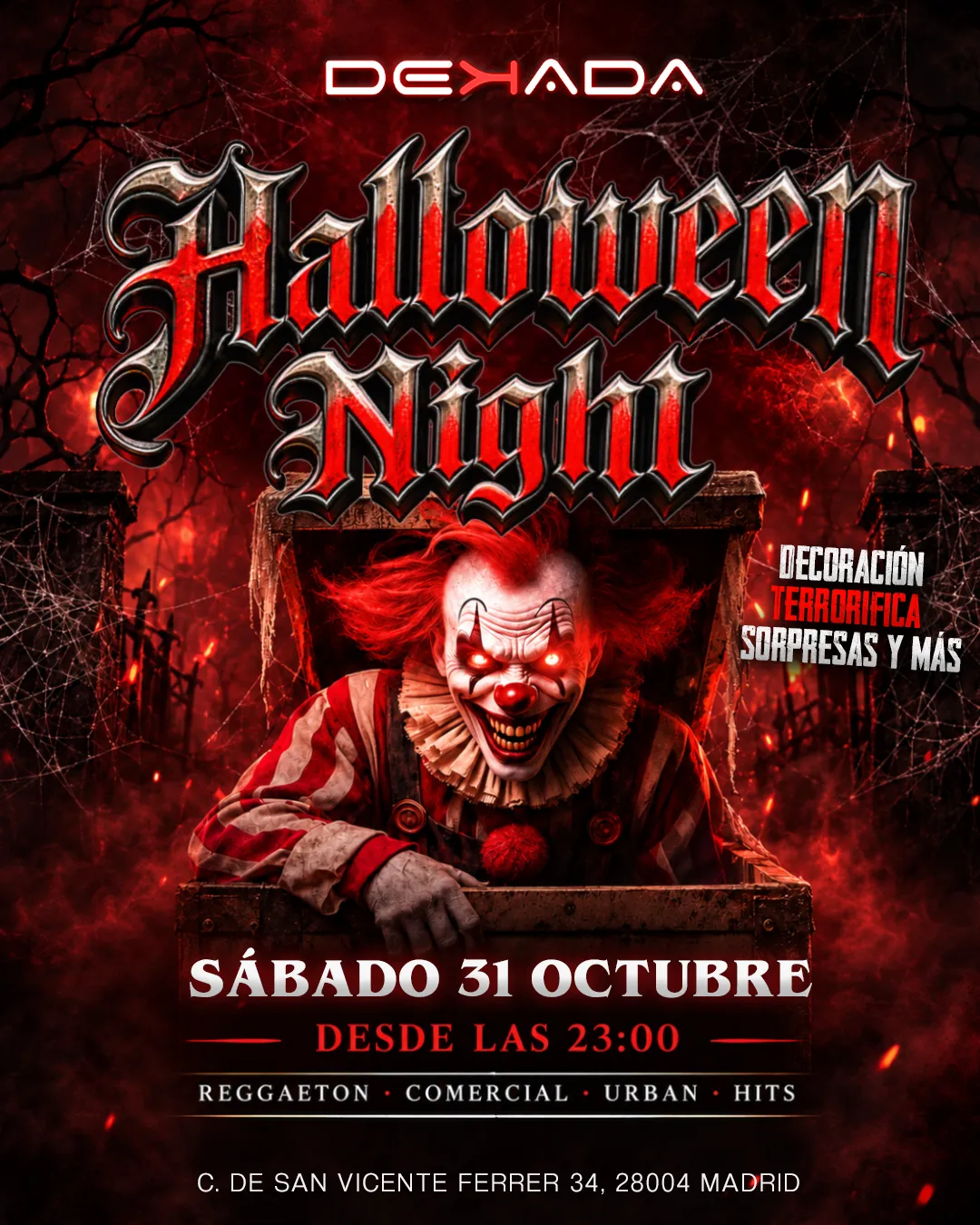 Flyer de HALLOWEEN NIGHT en Dekada (Madrid), sábado 31 de octubre de 2026