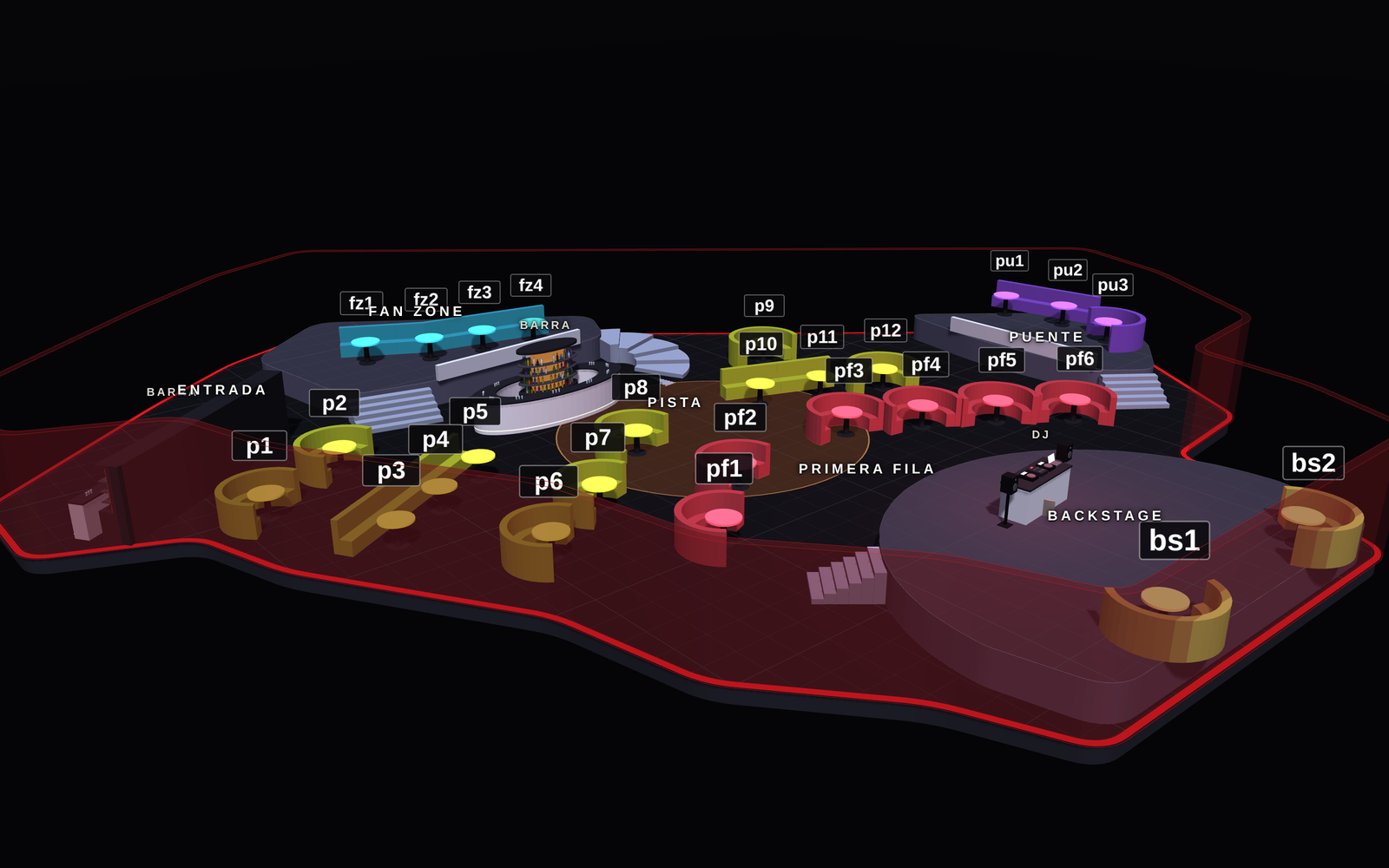 Mapa de reservados de LAB theCLUB (Madrid): mesas VIP por zonas (4)