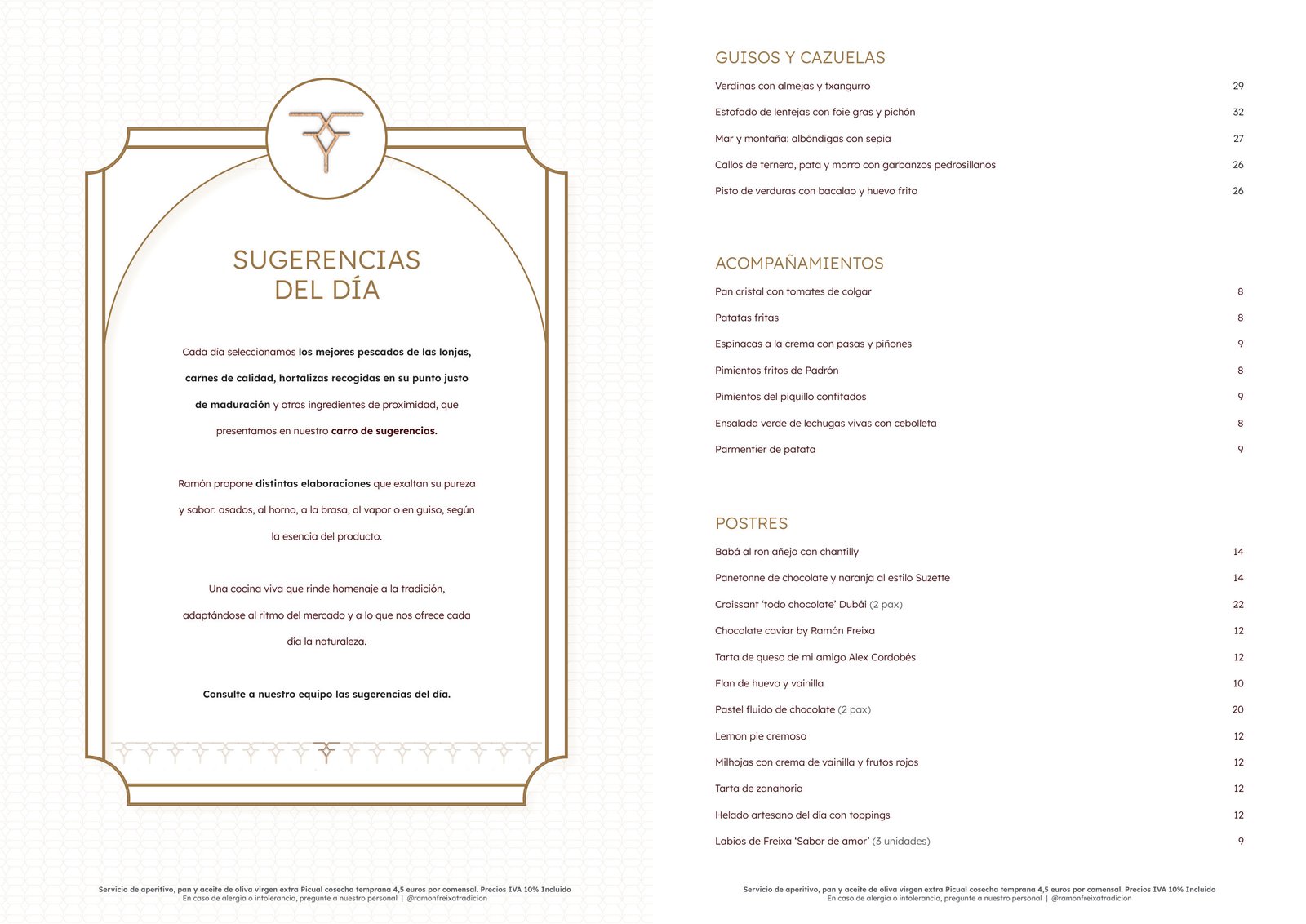Ramón Freixa Tradición: menu
