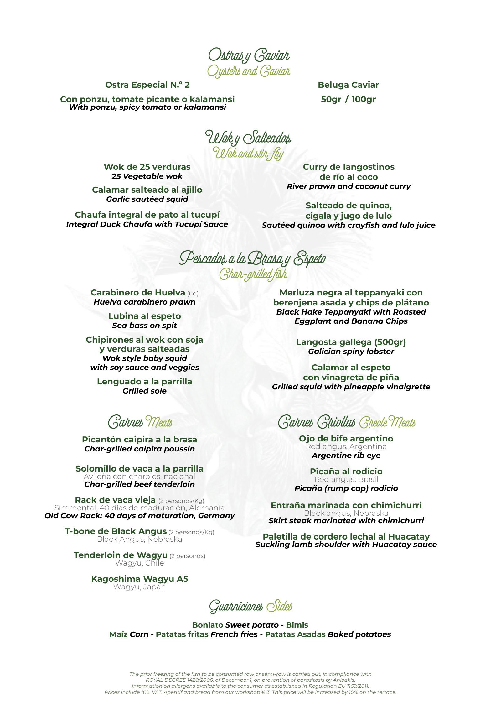 Amazónico: menu