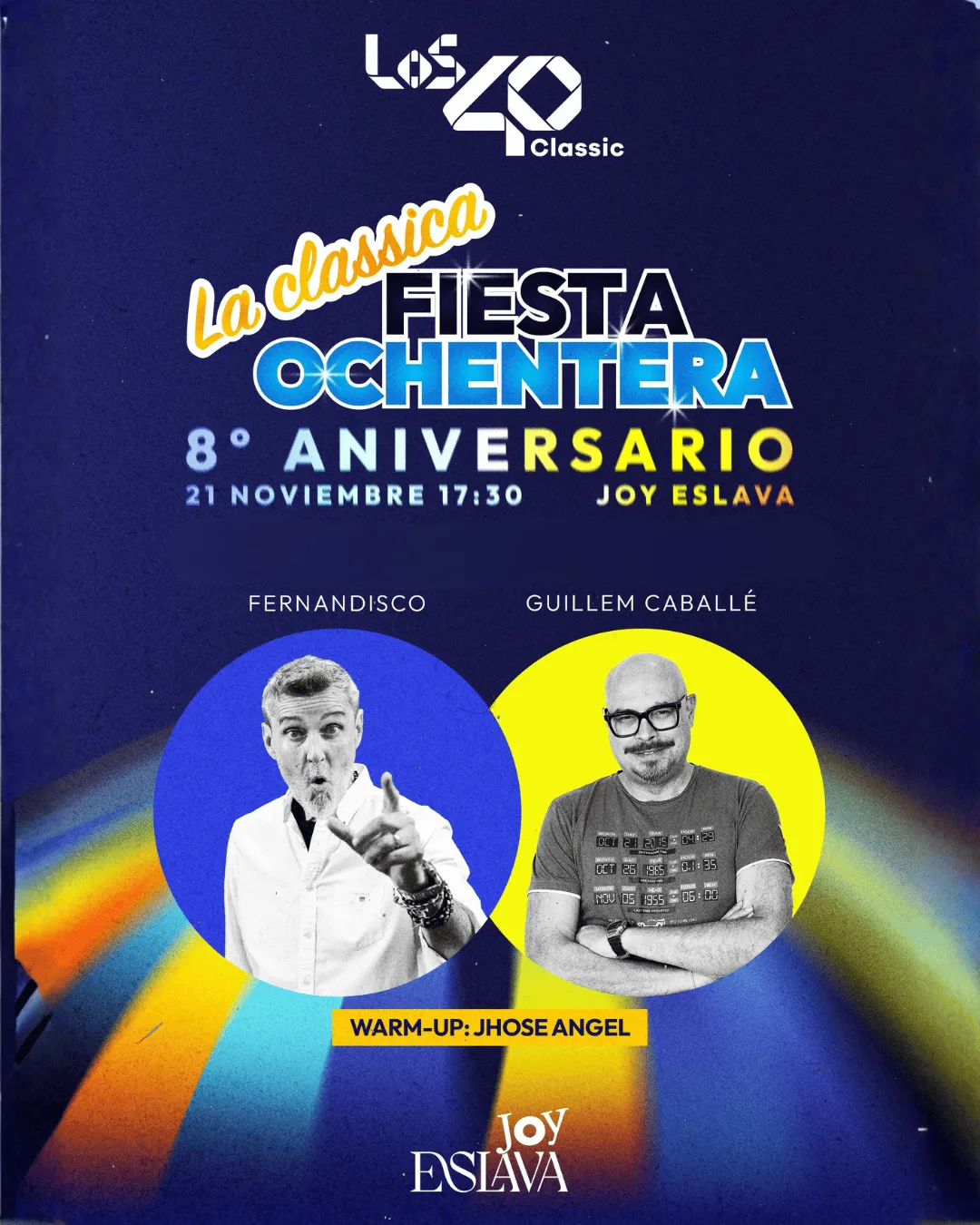 Flyer for La Clássica Fiesta Ochentera 8º Aniversario at Joy Eslava (Madrid), Saturday 21 November 2026