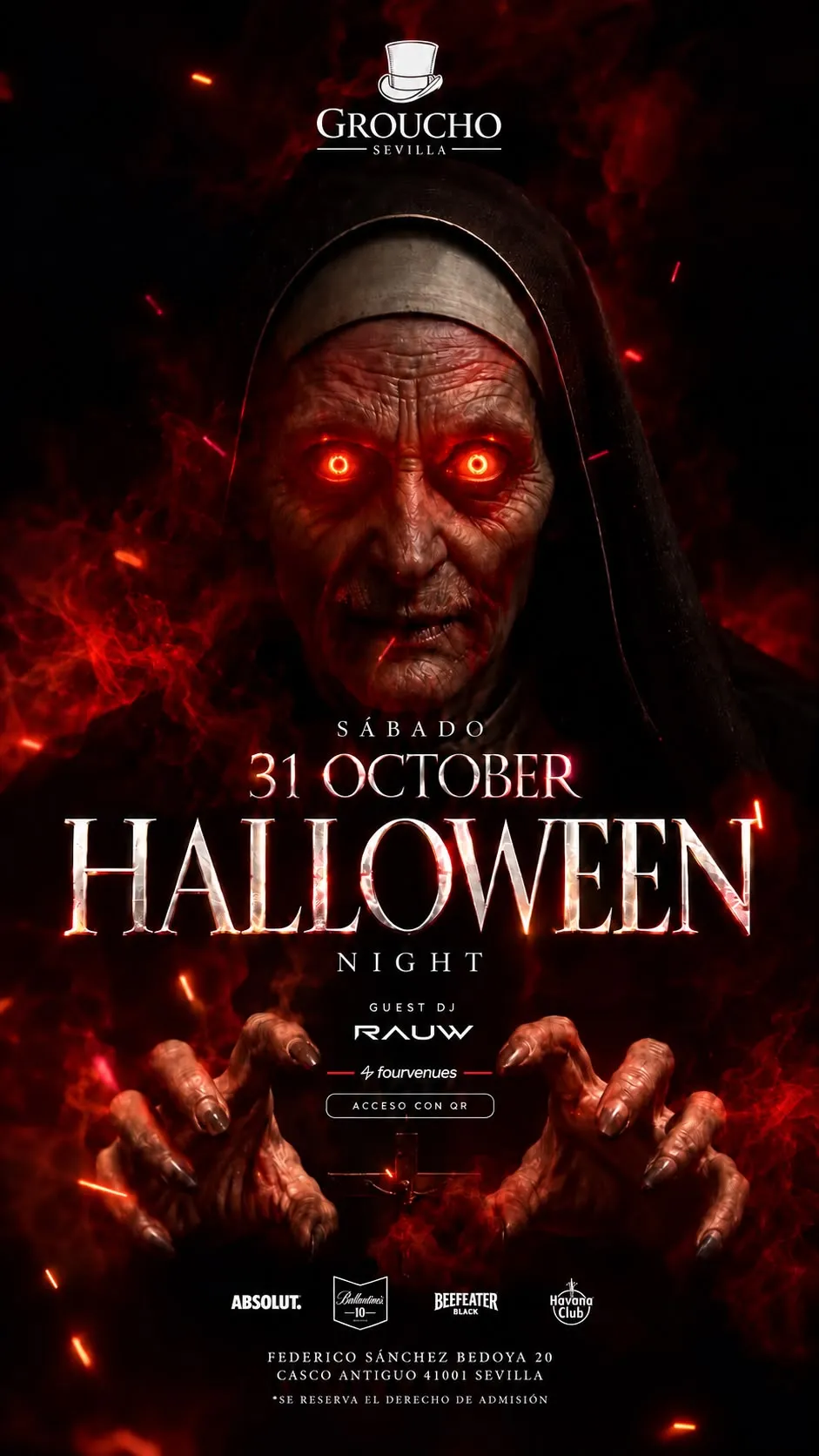 Flyer for HALLOWEEN 🎃 | GROUCHO SEVILLA 🎩 at Groucho (Seville), Saturday 31 October 2026
