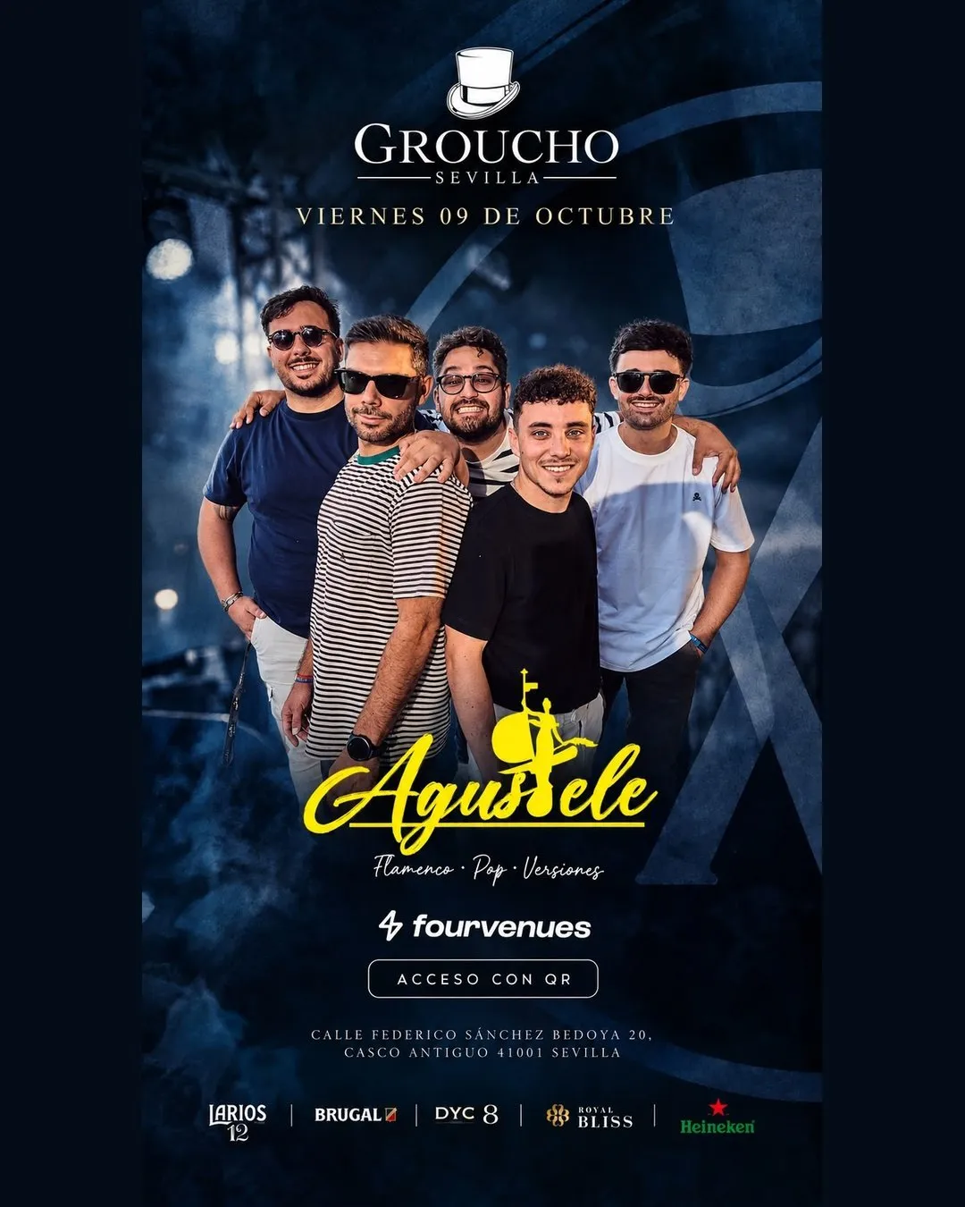 Flyer for AGUSTELE · GROUCHO SEVILLA | VIERNES at Groucho (Seville), Friday 9 October 2026
