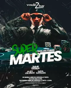 Flyer de SÚPER MARTES DE VOULEZBAR en Voulezbar (Sevilla), martes 13 de octubre de 2026