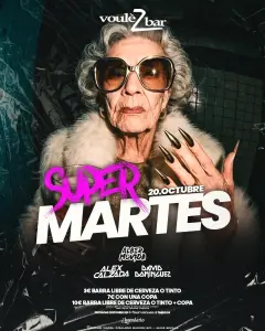 Flyer de SÚPER MARTES DE VOULEZBAR en Voulezbar (Sevilla), martes 20 de octubre de 2026