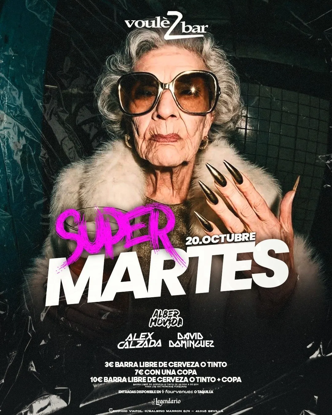 Flyer de SÚPER MARTES DE VOULEZBAR en Voulezbar (Sevilla), martes 20 de octubre de 2026