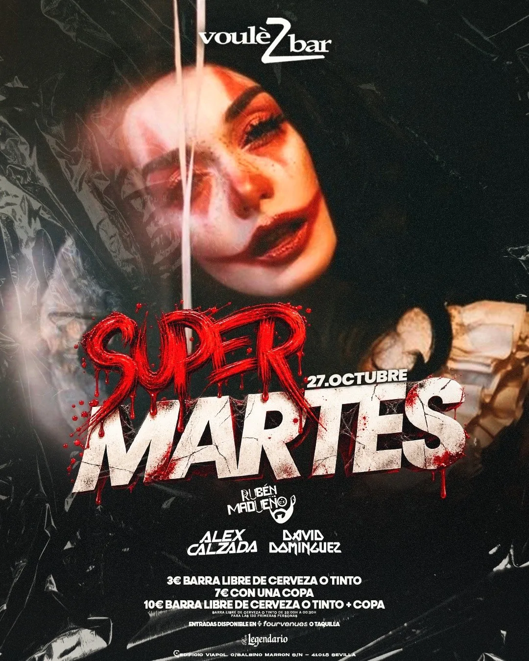 Flyer de SÚPER MARTES DE VOULEZBAR en Voulezbar (Sevilla), martes 27 de octubre de 2026
