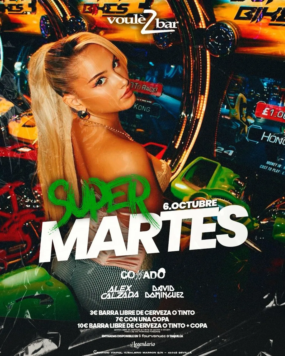 Flyer for SÚPER MARTES DE VOULEZBAR at Voulezbar (Seville), Tuesday 6 October 2026