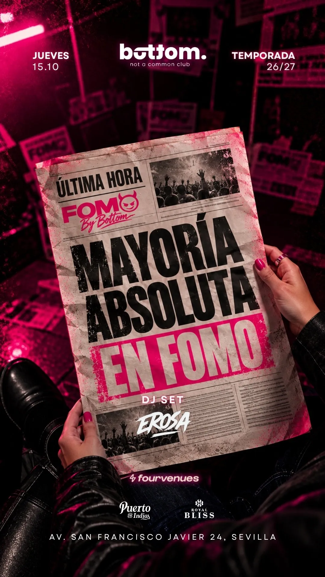 Flyer de JUEVES FOMO en Bottom (Sevilla), jueves 15 de octubre de 2026