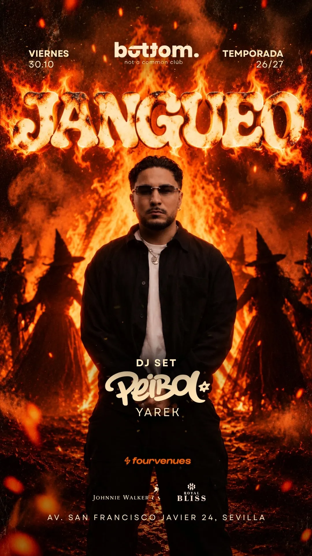 Flyer for VIERNES JANGUEO at Bottom (Seville), Friday 30 October 2026
