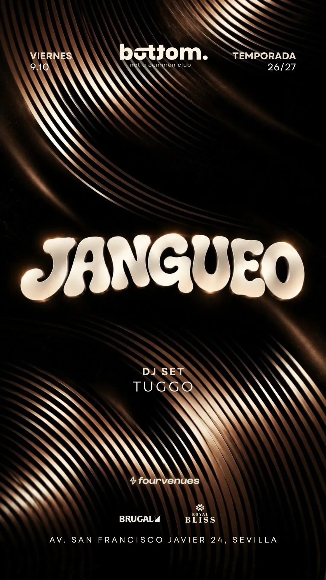 Flyer for VIERNES JANGUEO at Bottom (Seville), Friday 9 October 2026