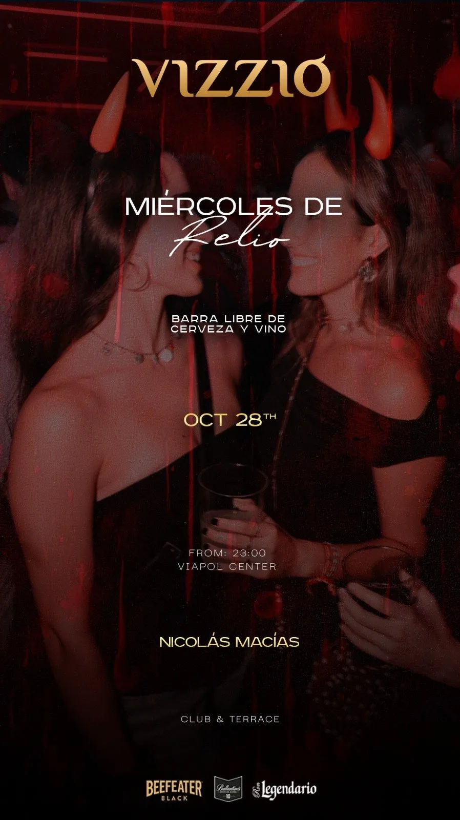 Flyer for 🤯 MIÉRCOLES DE RELIO 🤯 at Vizzio Club (Seville), Wednesday 28 October 2026