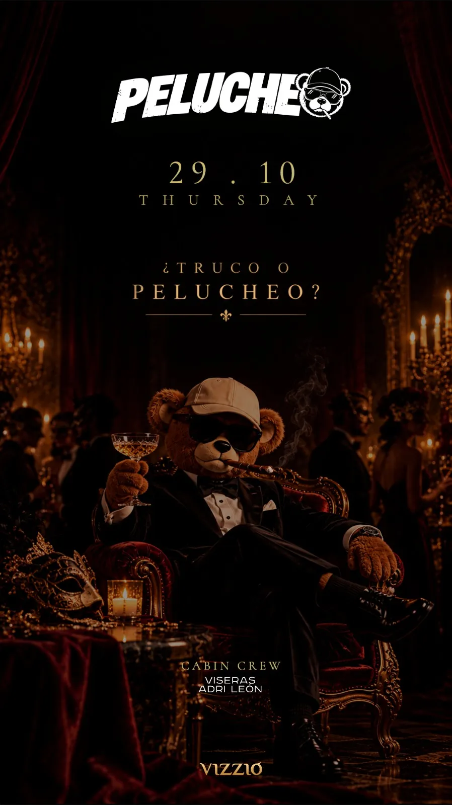 Flyer for 🎃 ¿TRUCO O PELUCHEO? 🎃 at Vizzio Club (Seville), Thursday 29 October 2026