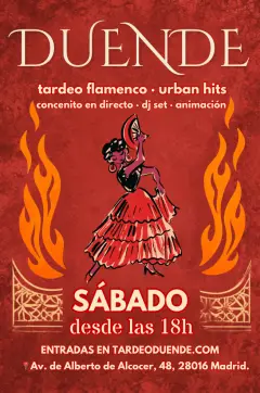 Flyer for TARDEO CON FLAMENQUITO + URBAN HITS at Duende (Madrid), Saturday 24 October 2026