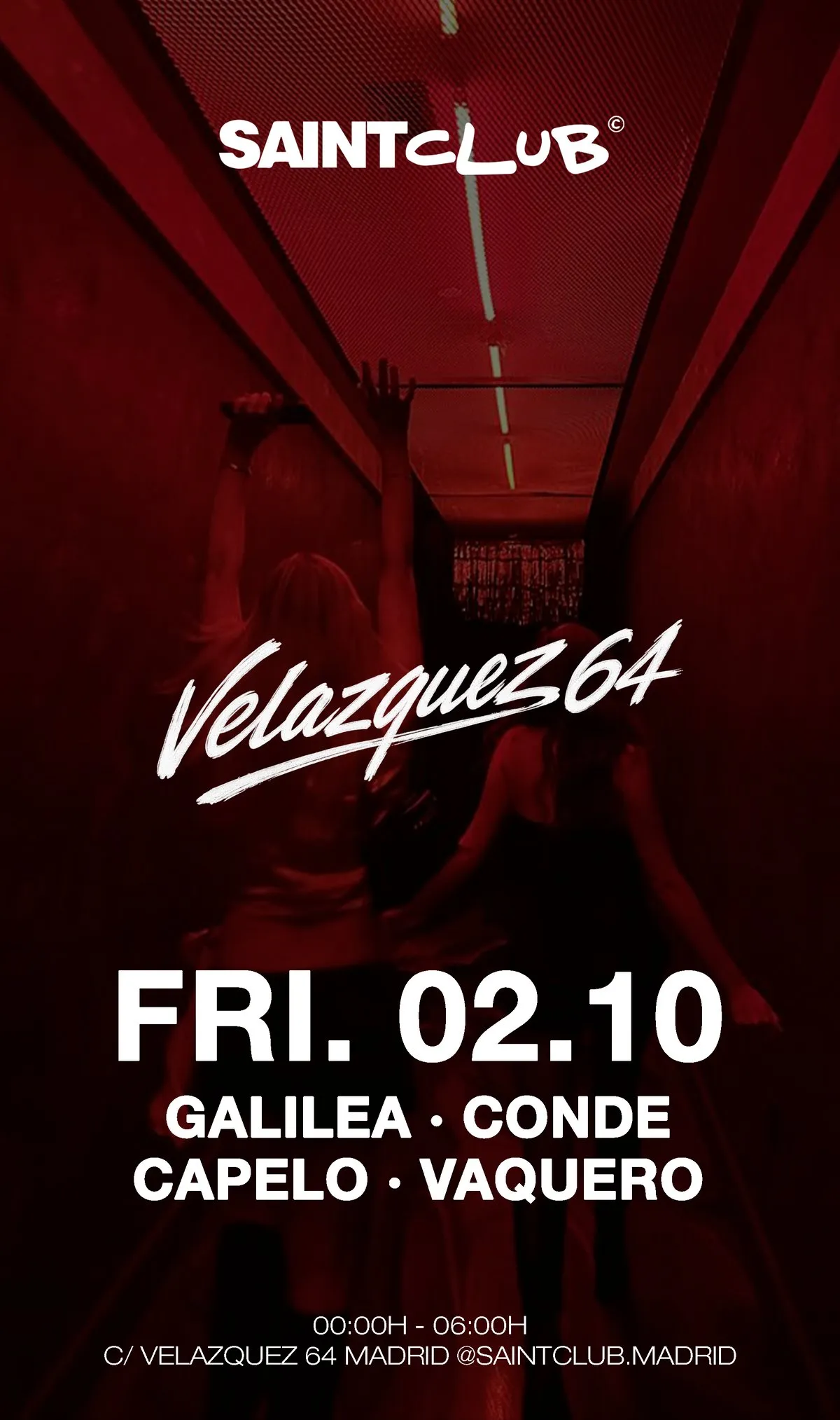 Flyer for SAINT CLUB FRIDAYS at Saint Club (Madrid), Friday 2 October 2026