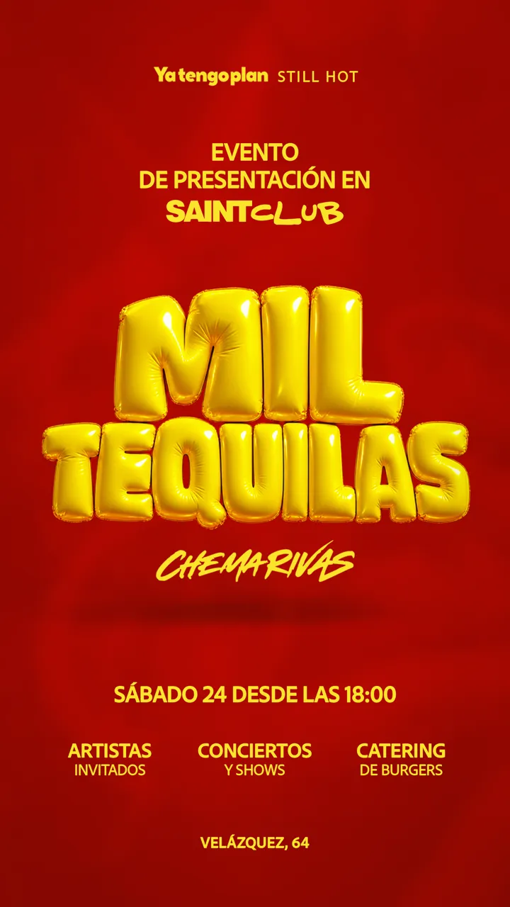 Flyer de Tardeo Mil Tequilas x Yatengoplan en Saint Club (Madrid), sábado 24 de octubre de 2026