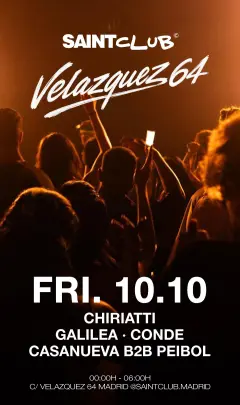 Flyer de SAINT CLUB FRIDAYS en Saint Club (Madrid), viernes 9 de octubre de 2026